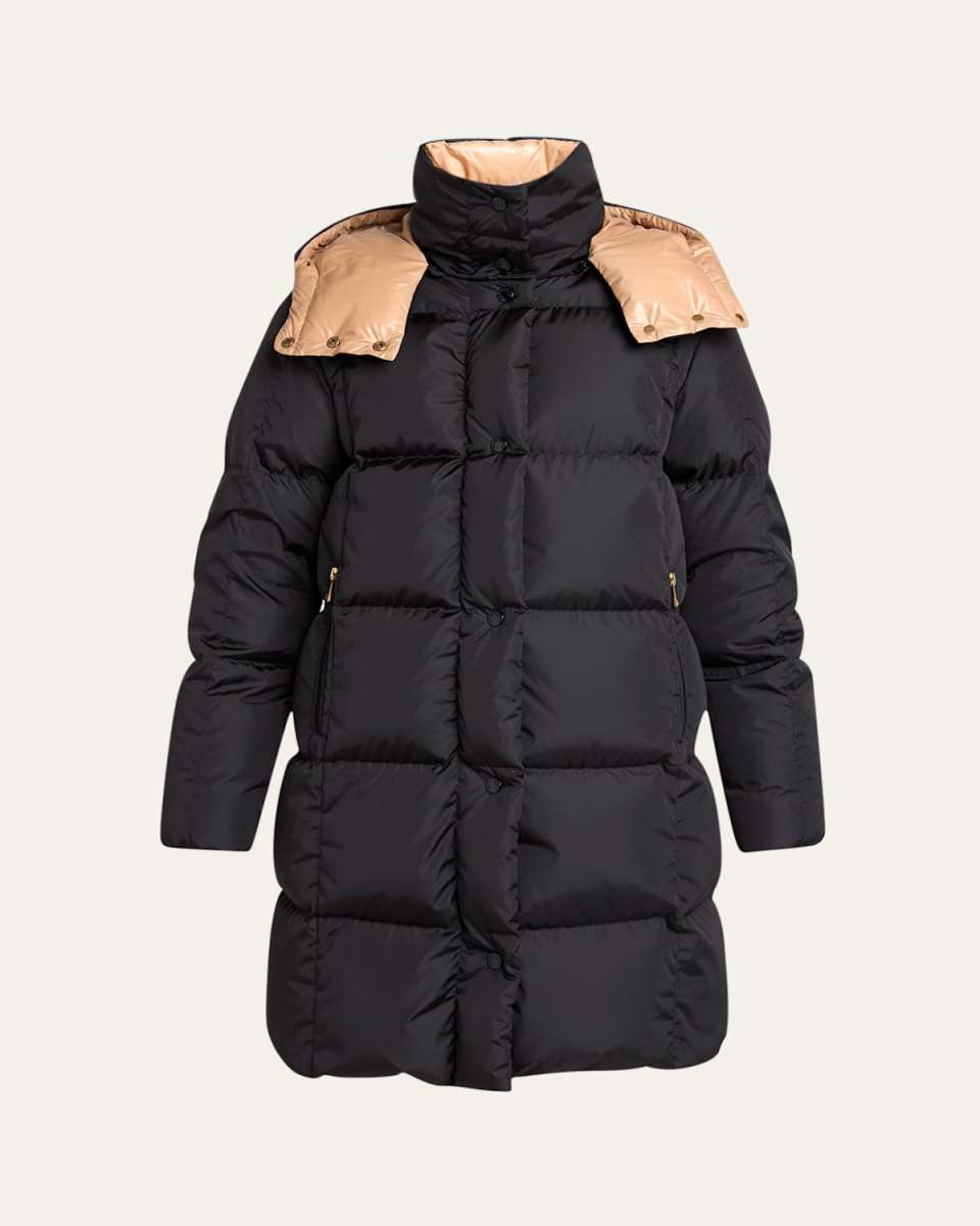 Litte Long Down Puffer Coat with Detachable Hood
